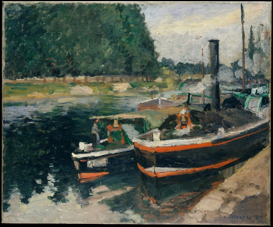 Båtar i Pontoise - Camille Pissarro