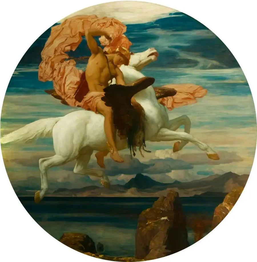 Perséus, på Pegasus, som rusar för att rädda Andromeda - Frederic Leighton