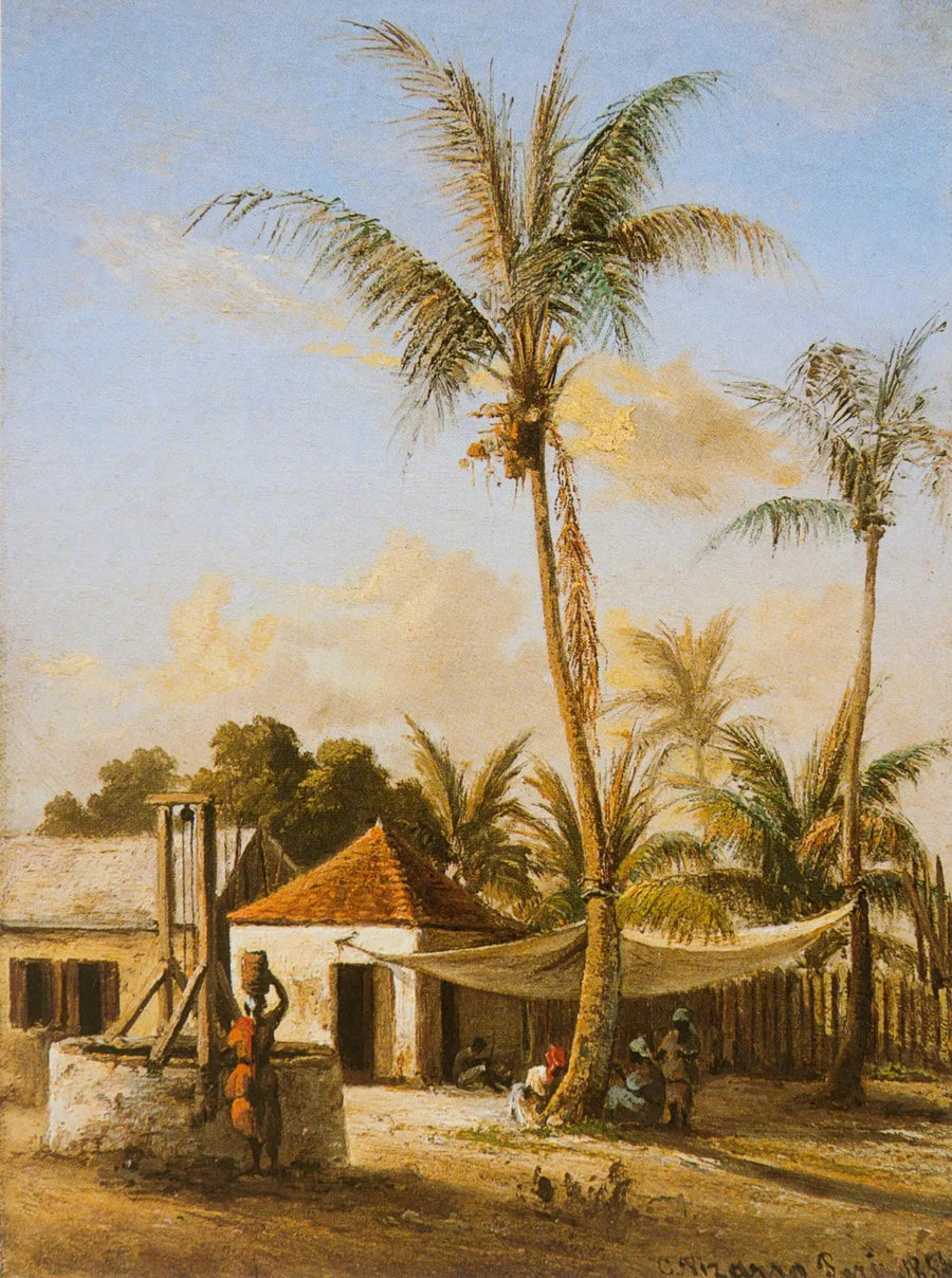 Karaktär som vilar i en by nära en brunn - Camille Pissarro