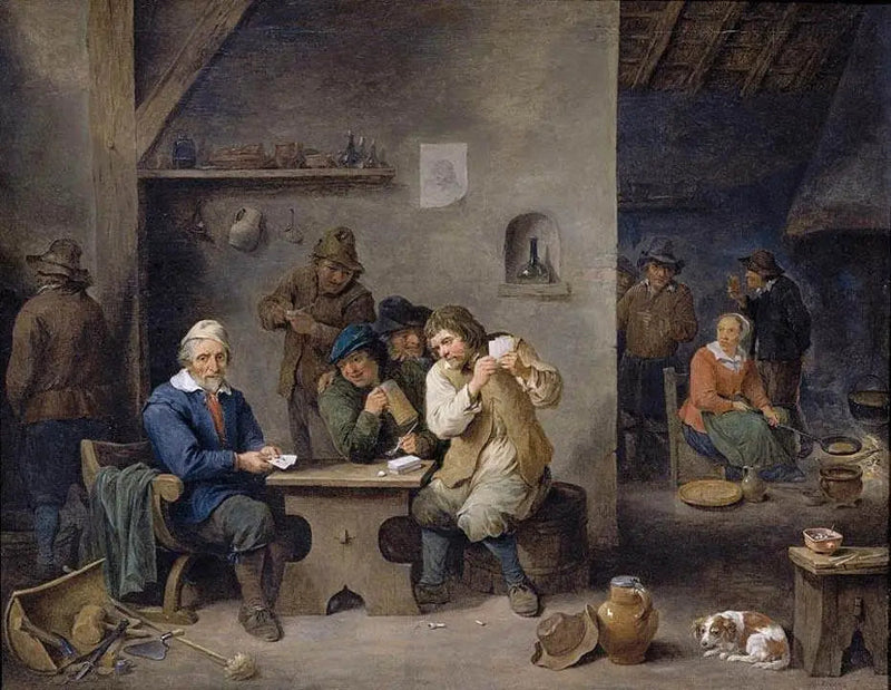 Karaktärer som spelar i en taverna - David Teniers den yngre
