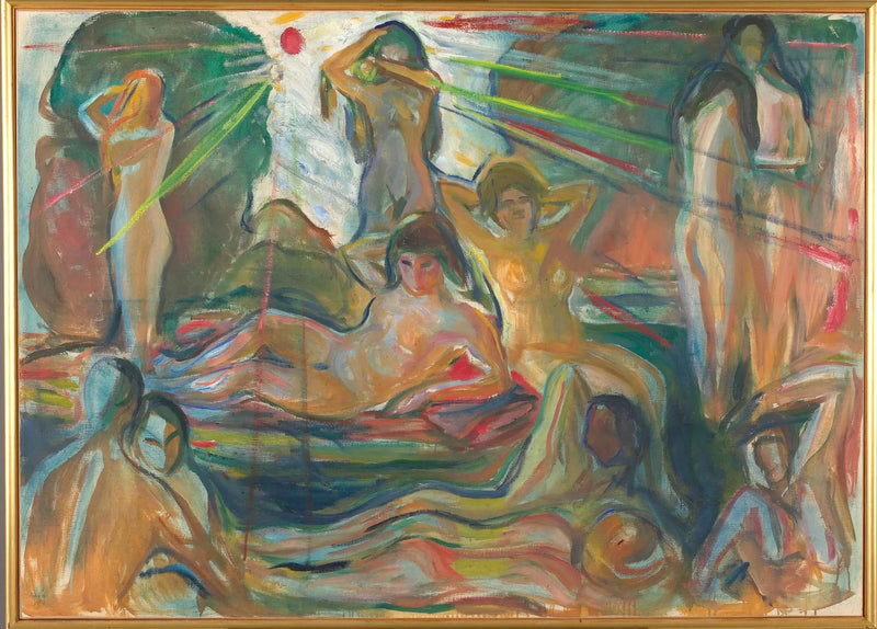Nakna figurer och Sol - Edvard Munch