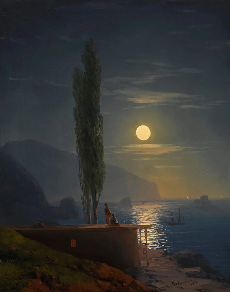 Personer på en kust belyst av månen - Ivan Aivazovskij