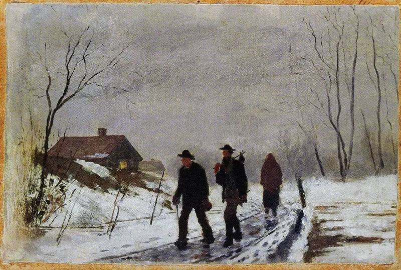 Personer på röd i blöt snö - Edvard Munch