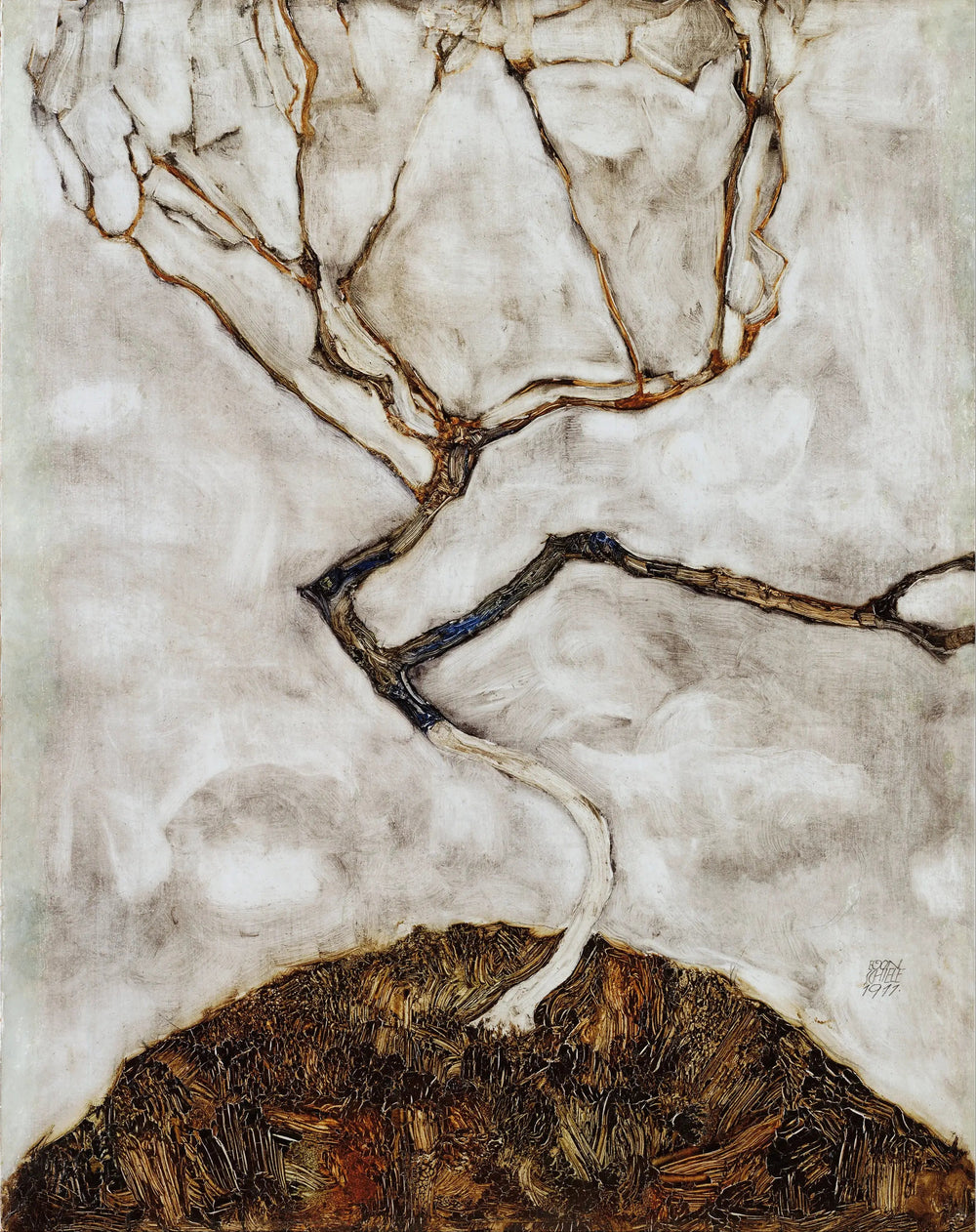 Reproduction du tableau « Petit arbre à la fin de l'automne - Egon Schiele » par Alpha Reproduction en peinture à l’huile