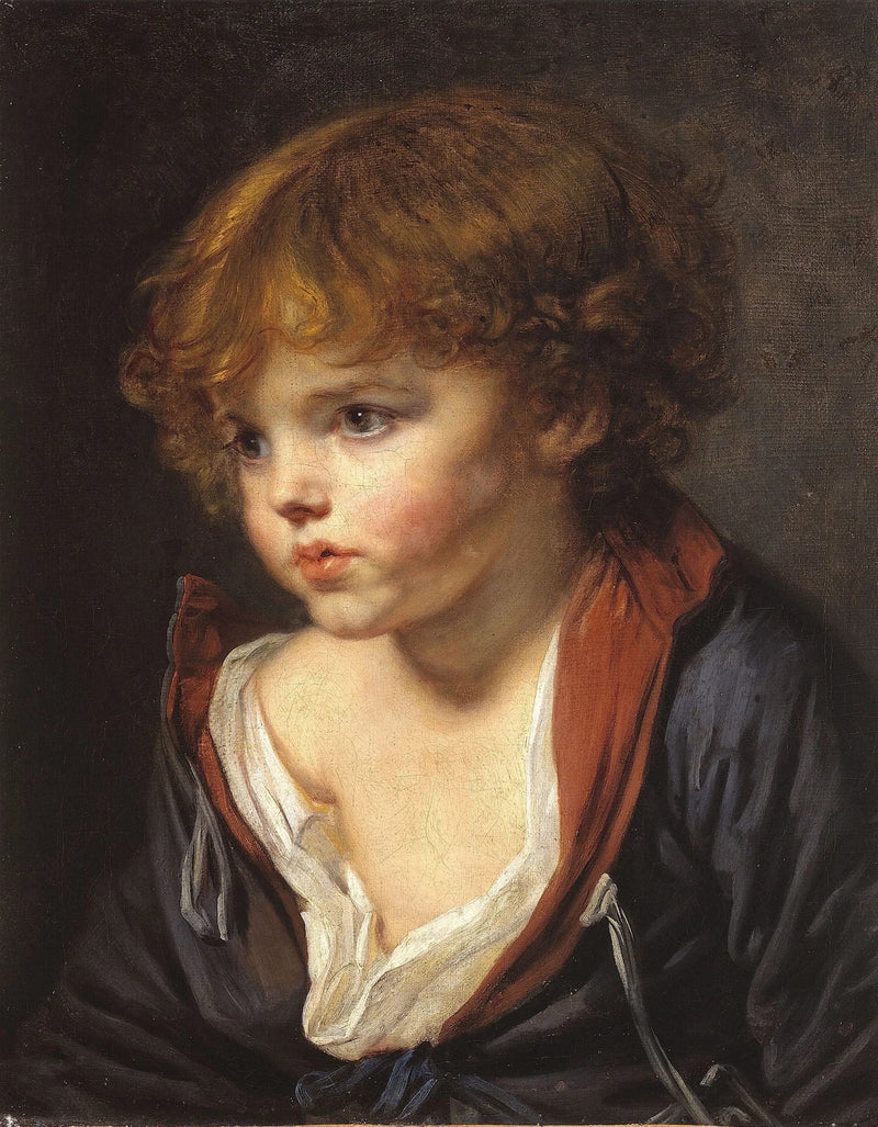 Liten blond pojke med öppen skjorta - Jean-Baptiste Greuze