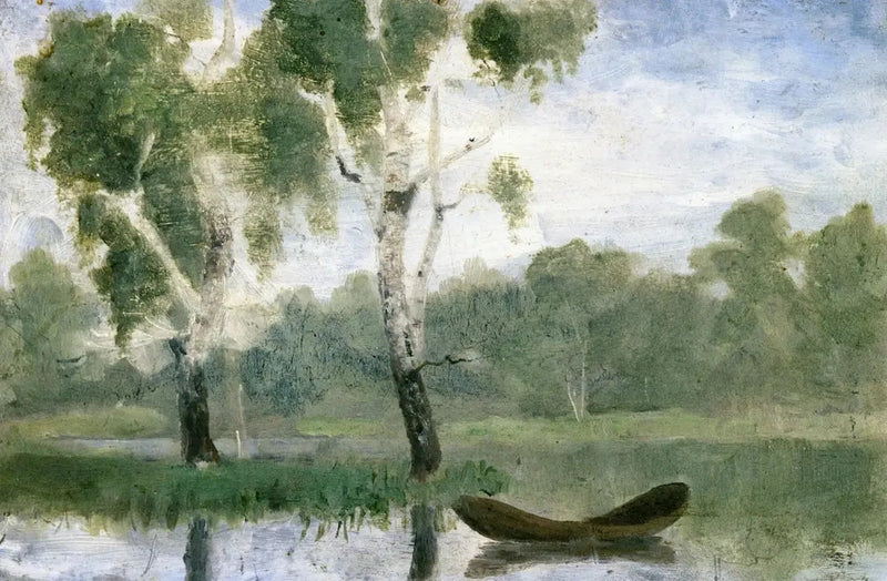 Liten sjö med båt - Edvard Munch