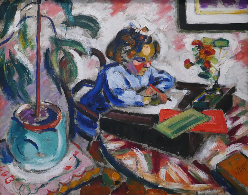 Liten skolflicka - Henri Le Fauconnier