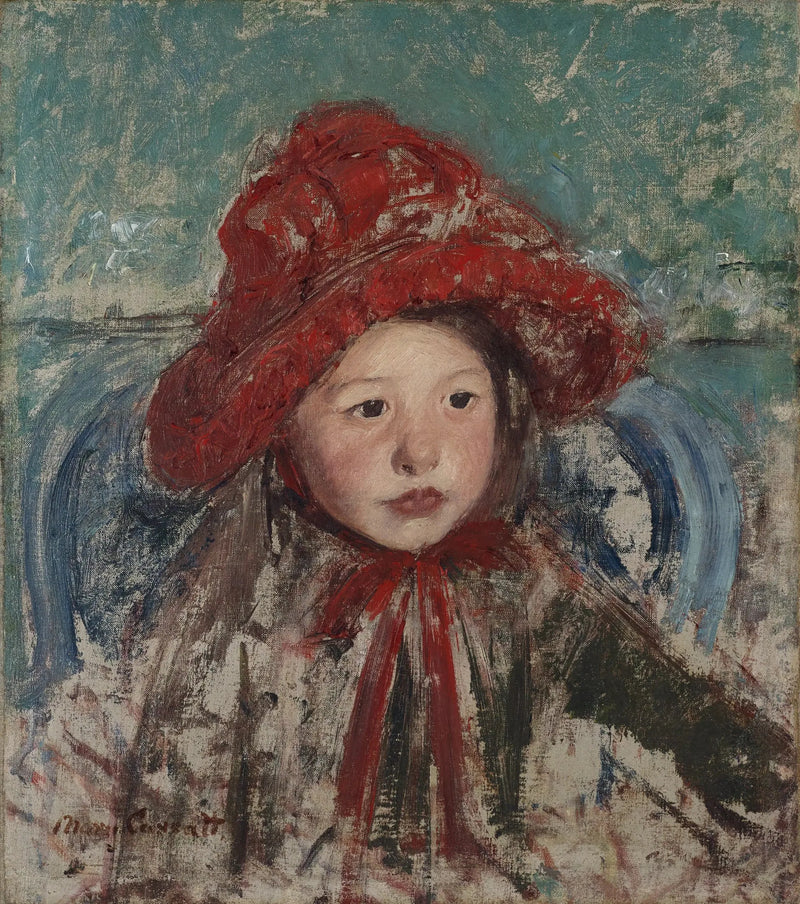 Liten flicka med stor röd hatt - Mary Cassatt