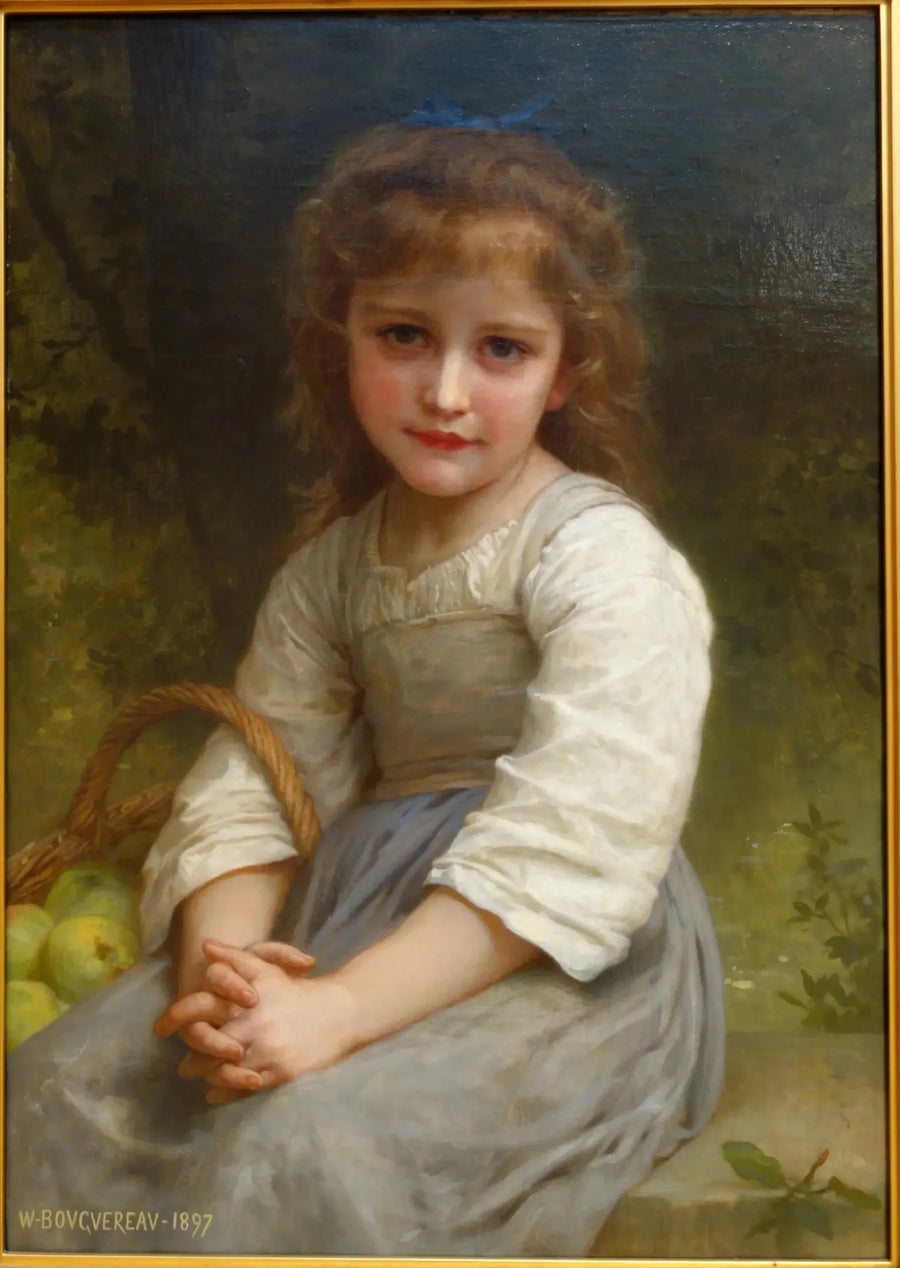 Liten flicka med en korg äpplen - Bouguereau