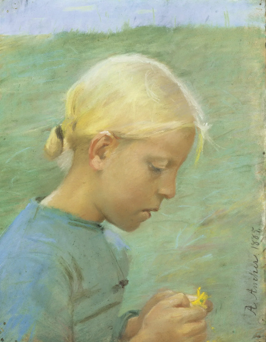 Liten flicka med en blomma - Anna Ancher