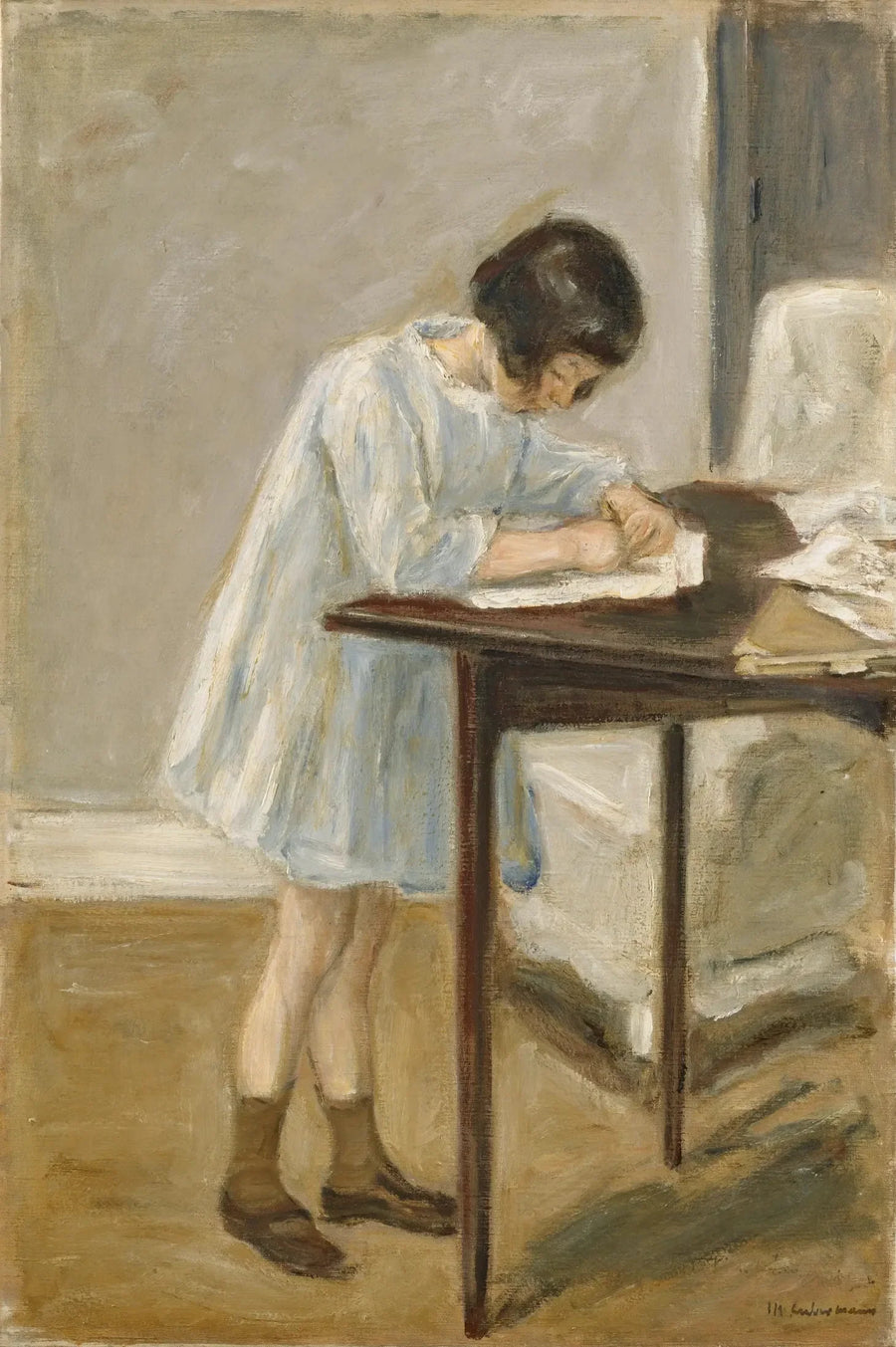 Barnbarn (flicka stående och skriver) - Max Liebermann