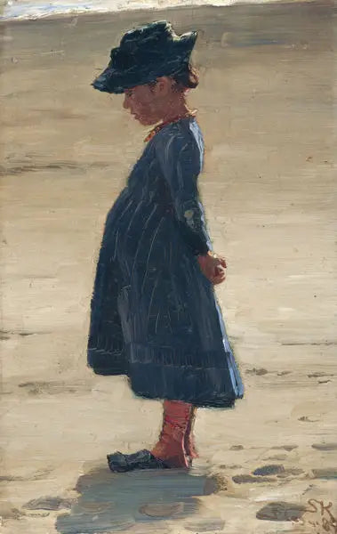 Liten flicka stående på den södra stranden av Skagen - Peder Severin Krøyer