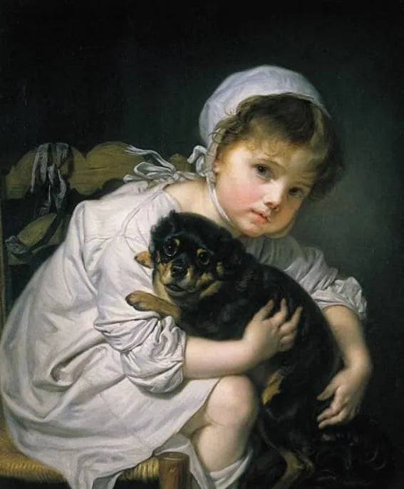 Liten flicka och hennes hund - Jean-Baptiste Greuze