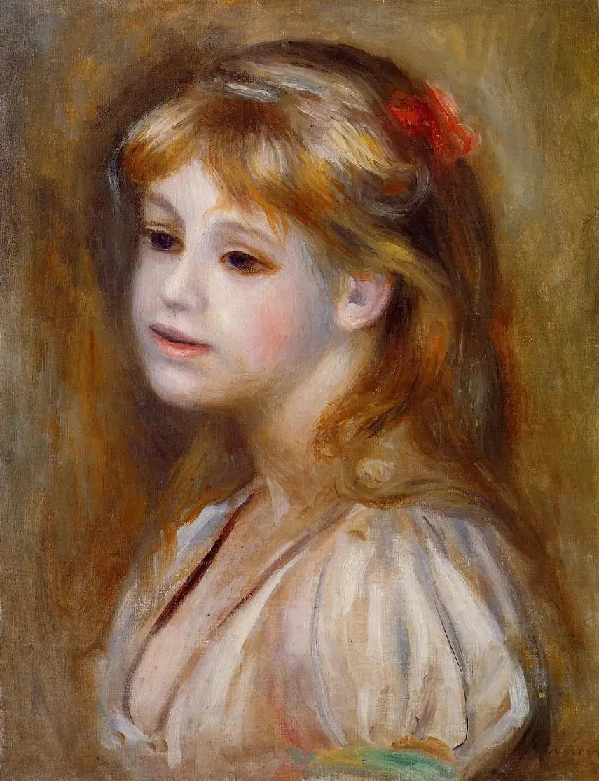 Ung kvinna med röd blomma - Pierre-Auguste Renoir