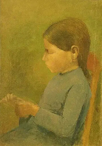 Liten flicka som stickar - Odilon Redon