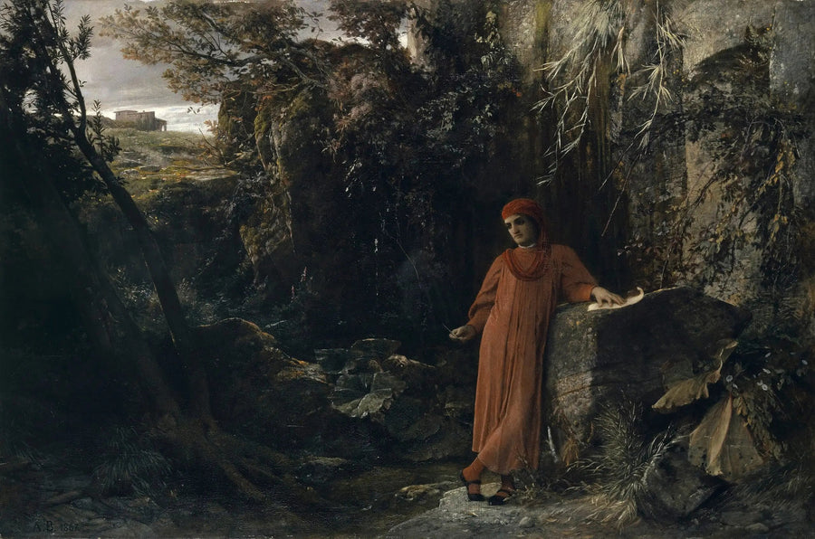 Pétrarque vid fontänen i Vaucluse - Arnold Böcklin