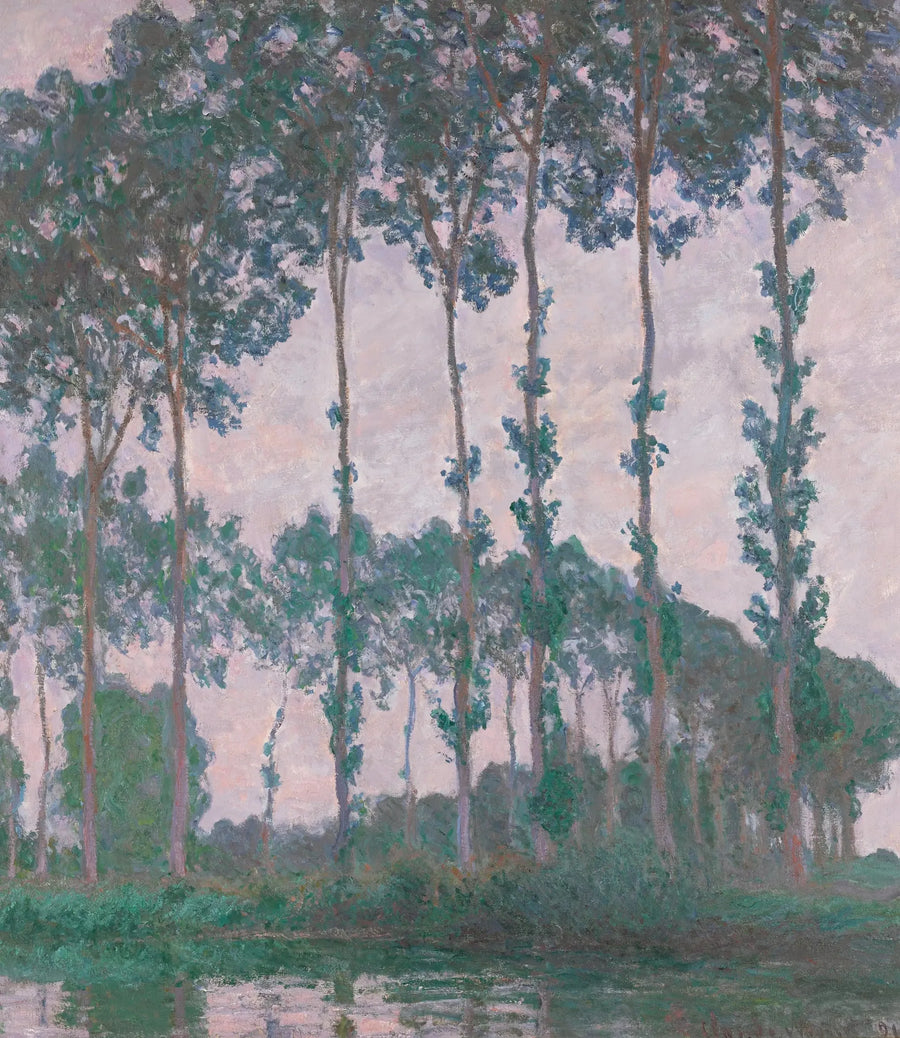 Poppelträd vid Epte, mulet väder - Claude Monet