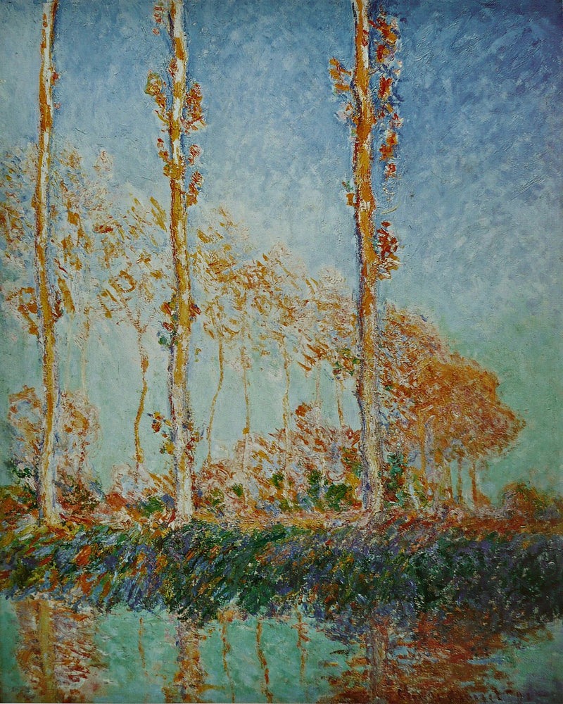 Popplarna, tre rosa träd, höst - Claude Monet