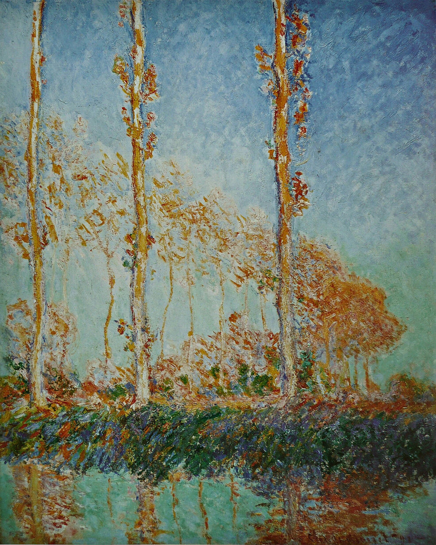 Popplarna, tre rosa träd, höst - Claude Monet