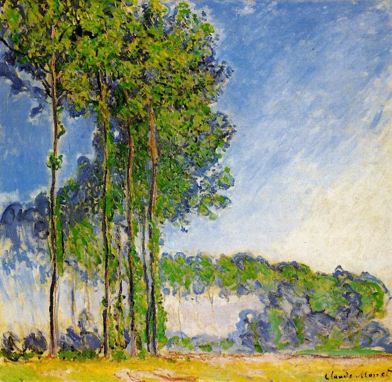 Popplar, sedda från träsket - Claude Monet