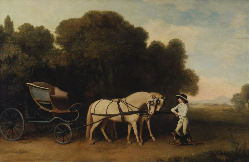 Phaéton med ett par crèmefärgade ponnyer och en stallpojke - George Stubbs