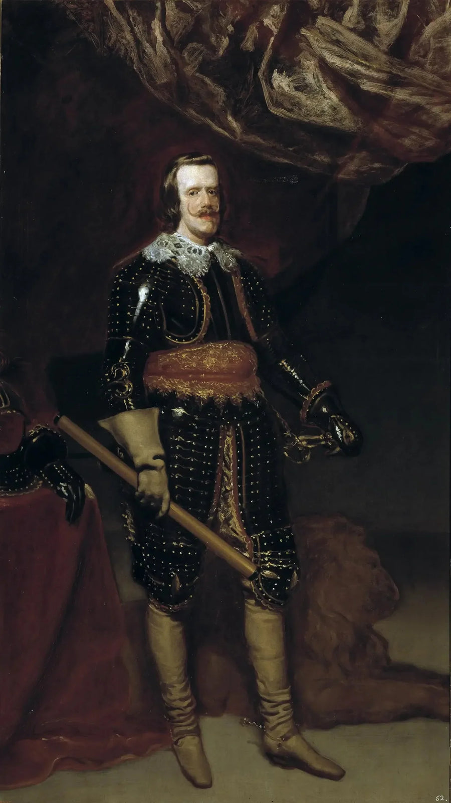 Philippe IV i rustning, med ett lejon vid sina fötter - Diego Velázquez
