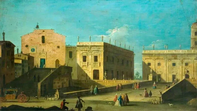Piazza del Campidoglio, Rom, med Santa Maria in Aracoeli till vänster - Canaletto