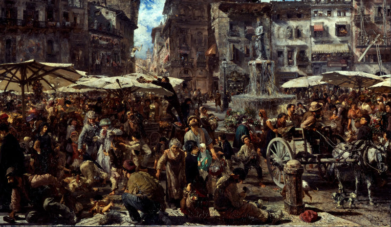 Piazza d'Erbe i Verona - Adolph von Menzel
