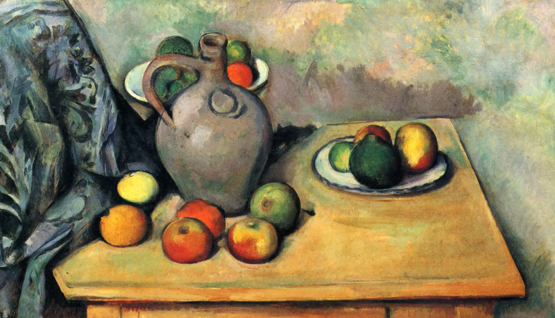 Kanna och frukter på ett bord - Paul Cézanne