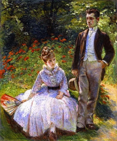 Pierre och hans faster Louise i trädgården - Marie Bracquemond