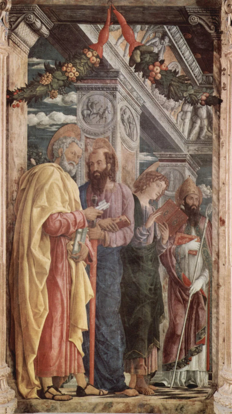 Pierre, Paul och Johannes aposteln med helgon Zénon - Andrea Mantegna