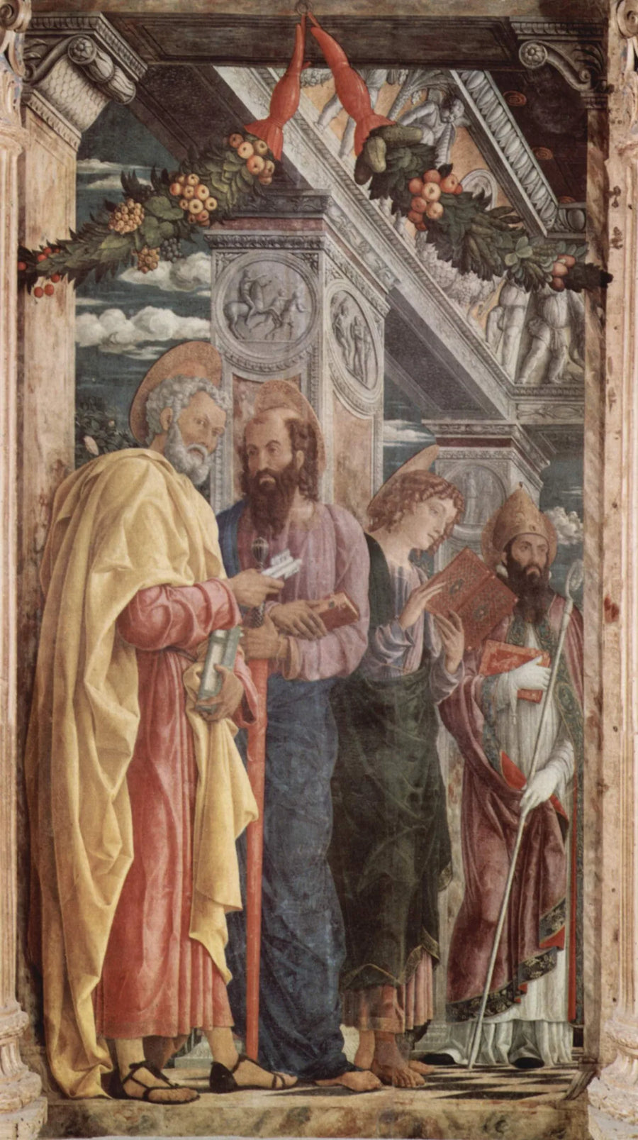 Pierre, Paul och Johannes aposteln med helgon Zénon - Andrea Mantegna