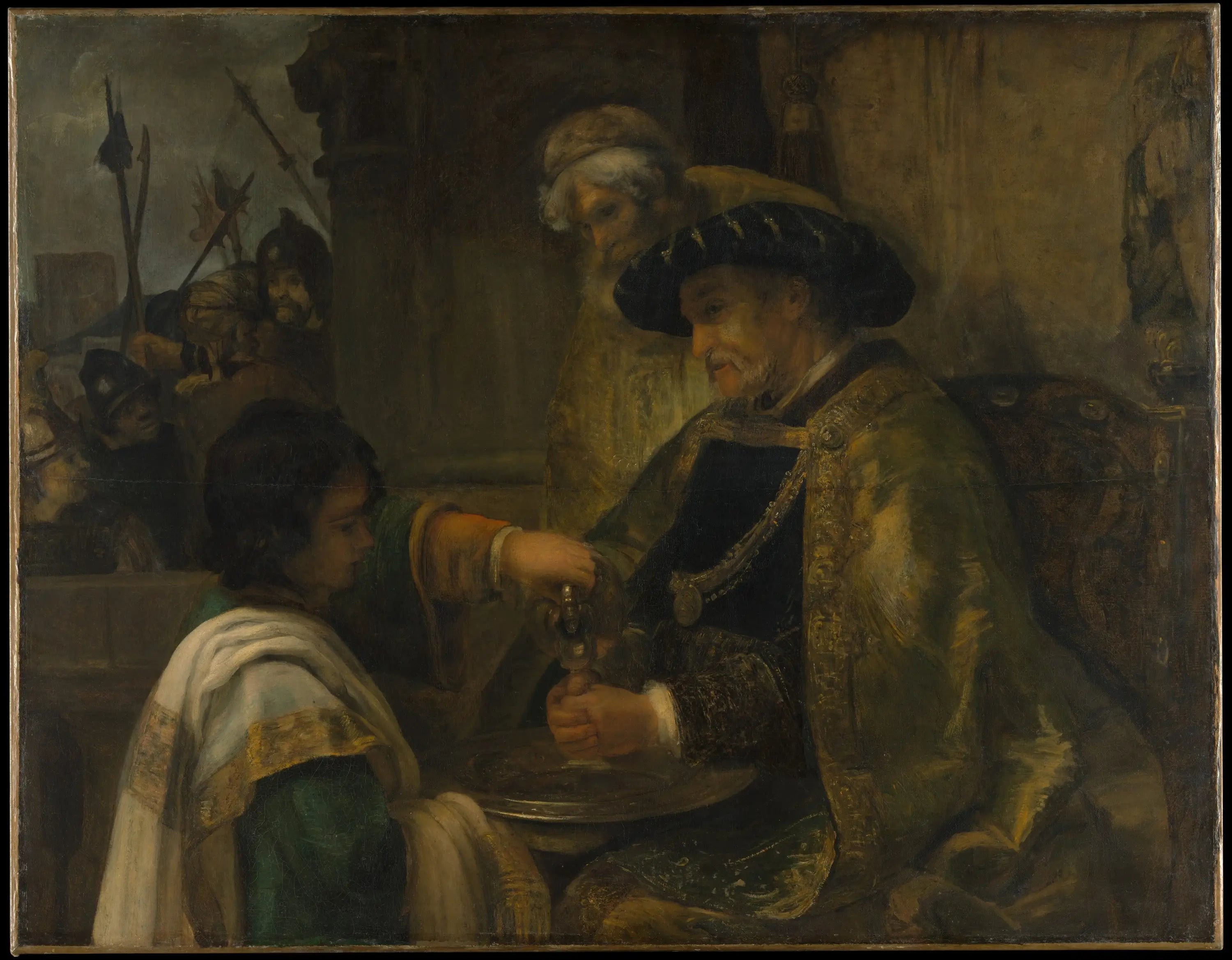 Pilate se lave les mains - Rembrandt image 1 copie peinte à la main à l’huile
