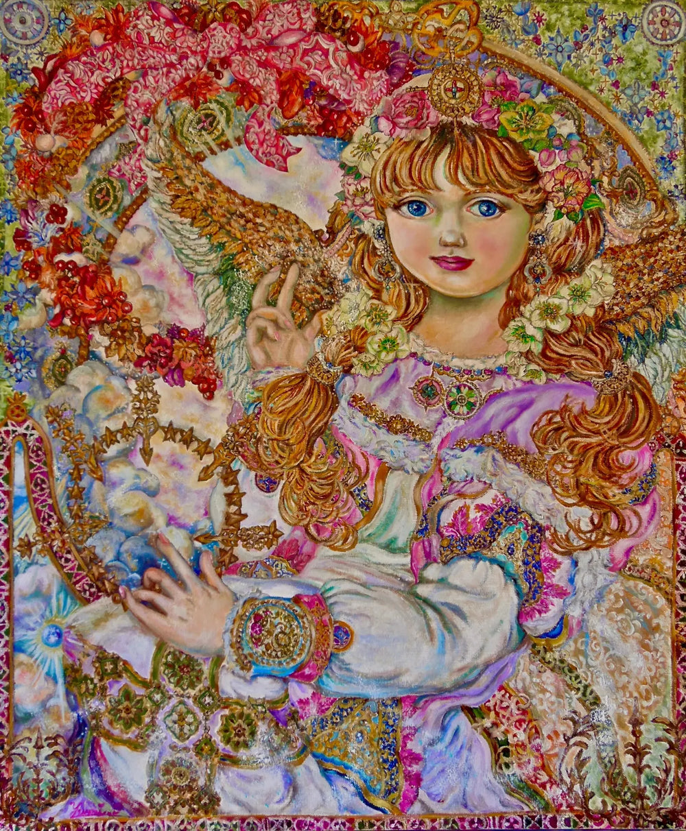 Pink Christmas rose angel - Yumi Sugai image 1 copie peinte à la main à l’huile