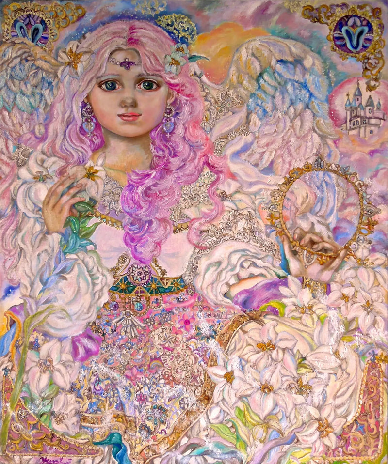 Rosa lilja blomma ängel - Yumi Sugai