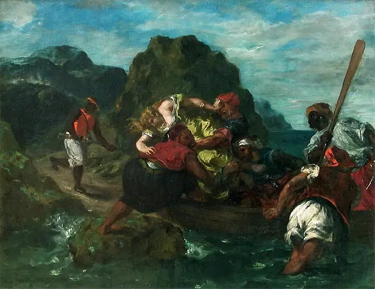 Afrikanska pirater som bortför en ung kvinna - Eugène Delacroix