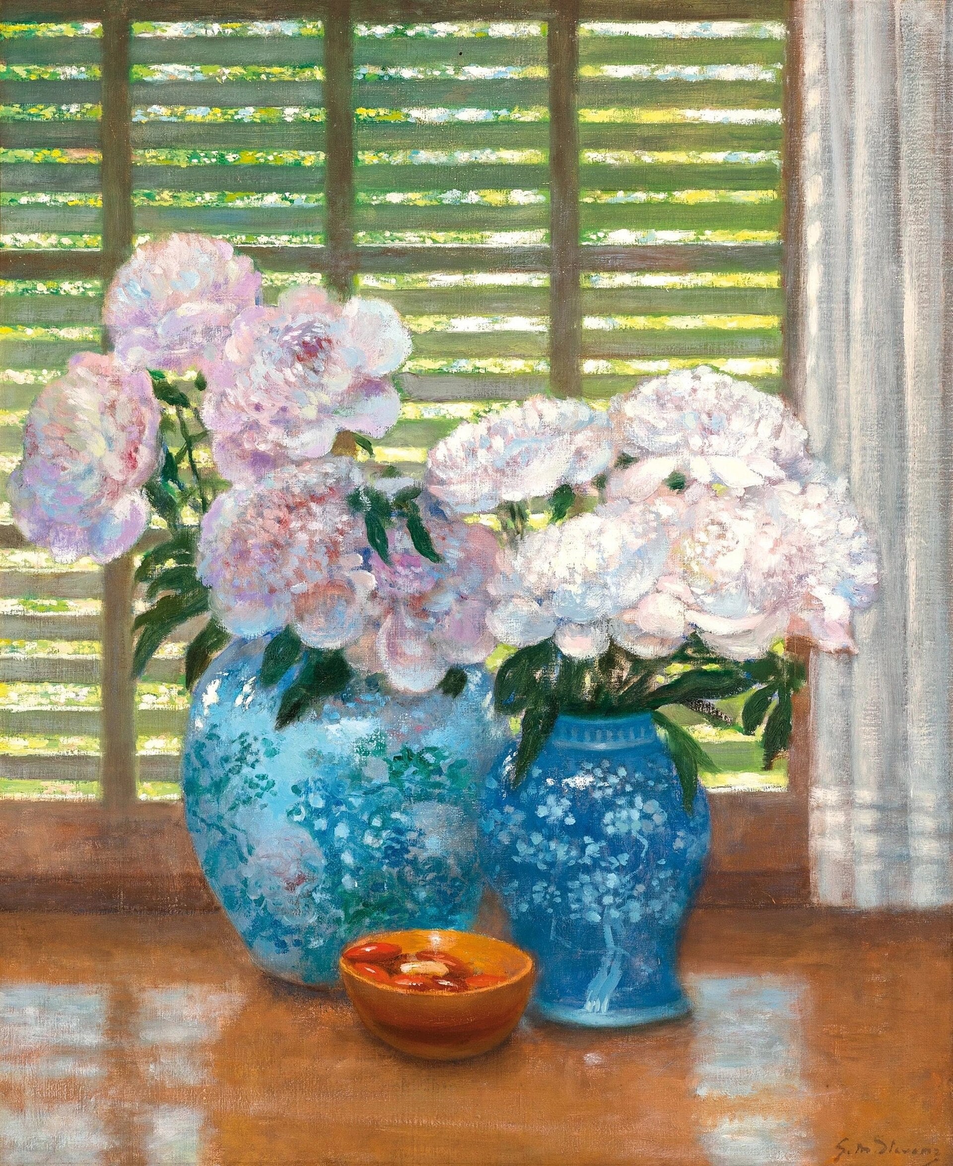 Pivoines par Gustave Max Stevens, peinture de pivoines