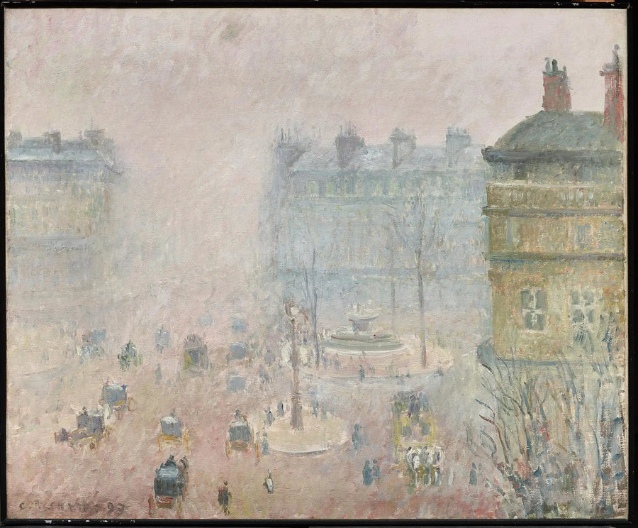 Teaterplatsen och Operagatan, Dimma - Camille Pissarro