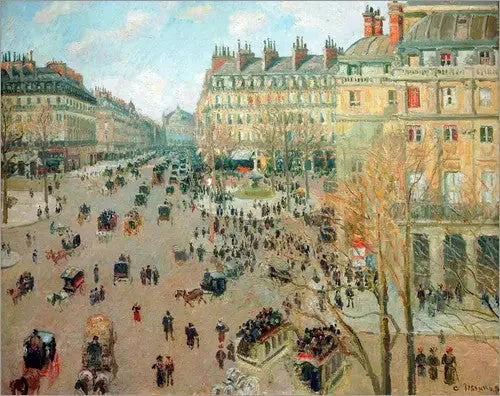 Teaterplatsen och Operagatan, vintereffekt av solen - Camille Pissarro