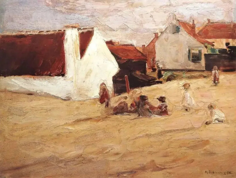 Byplats med barn som leker - Max Liebermann