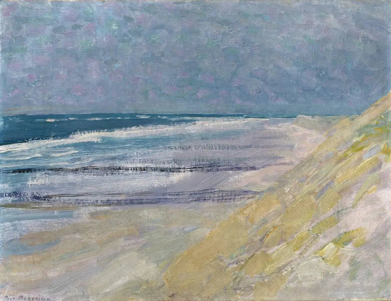 Strand med tre eller fyra bryggor i Domburg - Piet Mondrian
