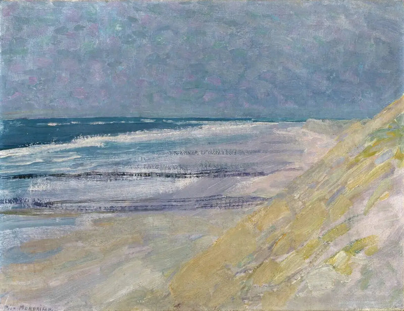 Strand med tre eller fyra bryggor i Domburg - Piet Mondrian