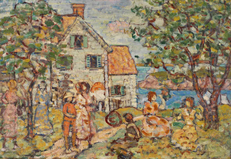 Strand och två hus - Maurice Prendergast