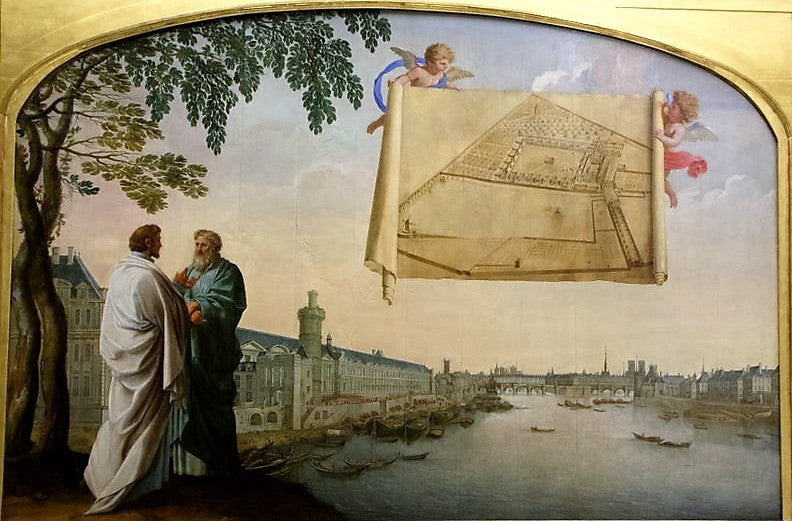 Plan över Chartreuse de Paris bärs av två änglar - Eustache Le Sueur