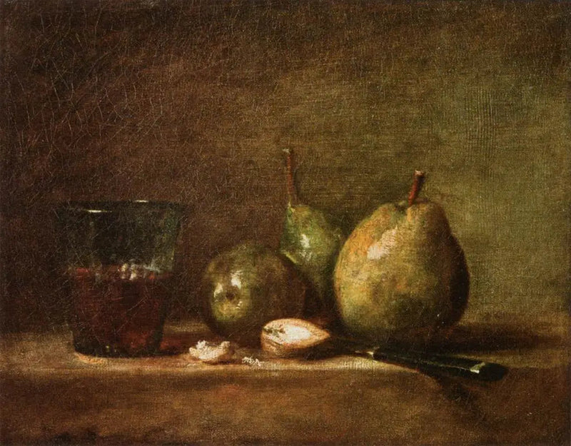 Päron, nötter och vinglas - Jean Simeón Chardin