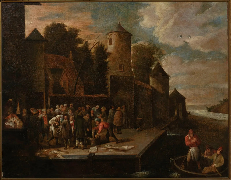 Fiskare vid hamnen - David Teniers den yngre
