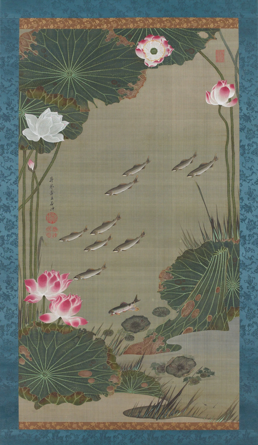 Poissons dans un étang de lotus, Itō Jakuchū, 1763