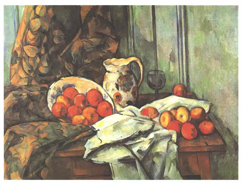 Äpplen och kanna på ett bord - Paul Cézanne