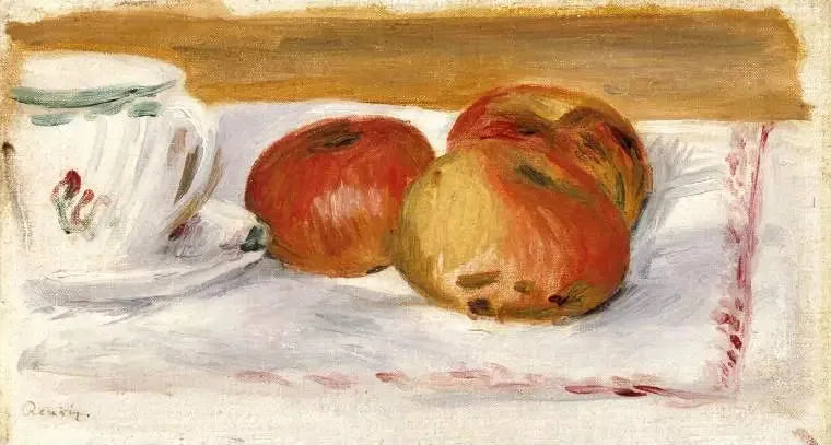 Äpplen och tekopp - Pierre-Auguste Renoir