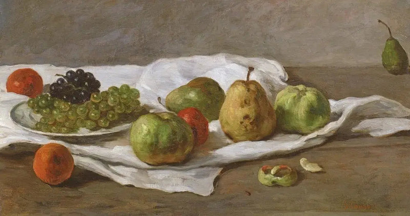 Pommes, päron och druvor på ett bord - Gustave Courbet